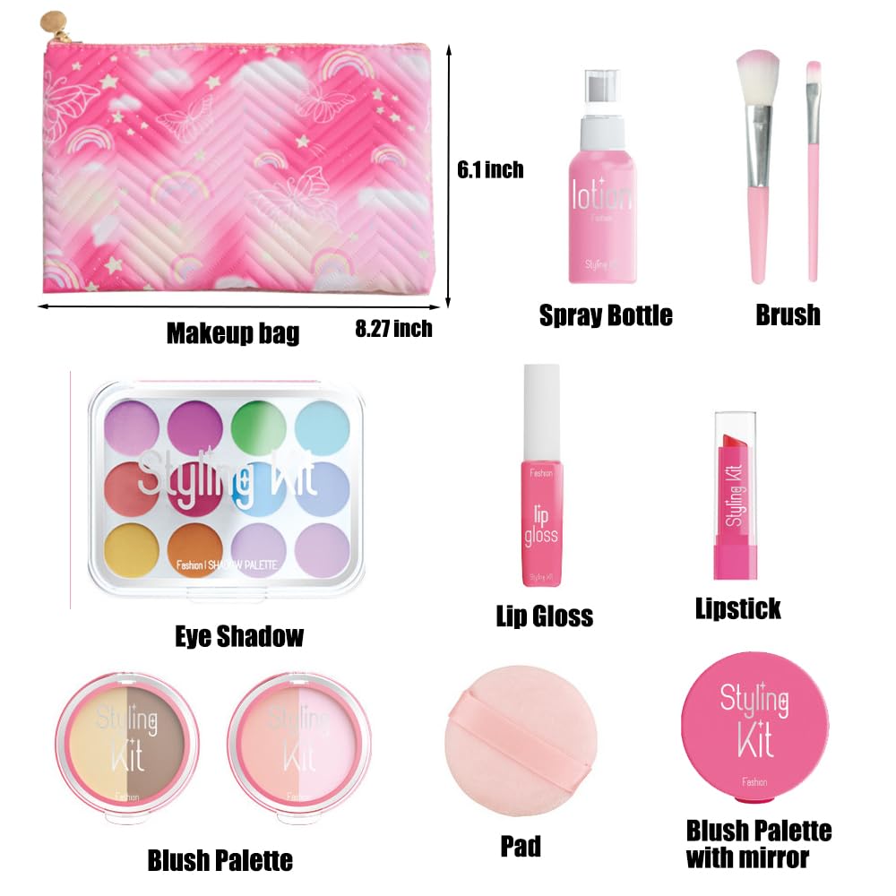 Wentoyce pretend makeup kit makeup bag in colorful storage for on-the-go play