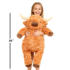 Wepop kid and adult friendly Highland Cow plush for warm companionship