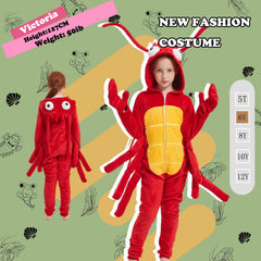 WEQJC Kids Flannel Animal Onesie Red Lobster, paws-design, easy slip-on wear for independent dressing.