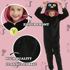 WEQJC kids flannel cat onesie back view keeps warmth during festivities