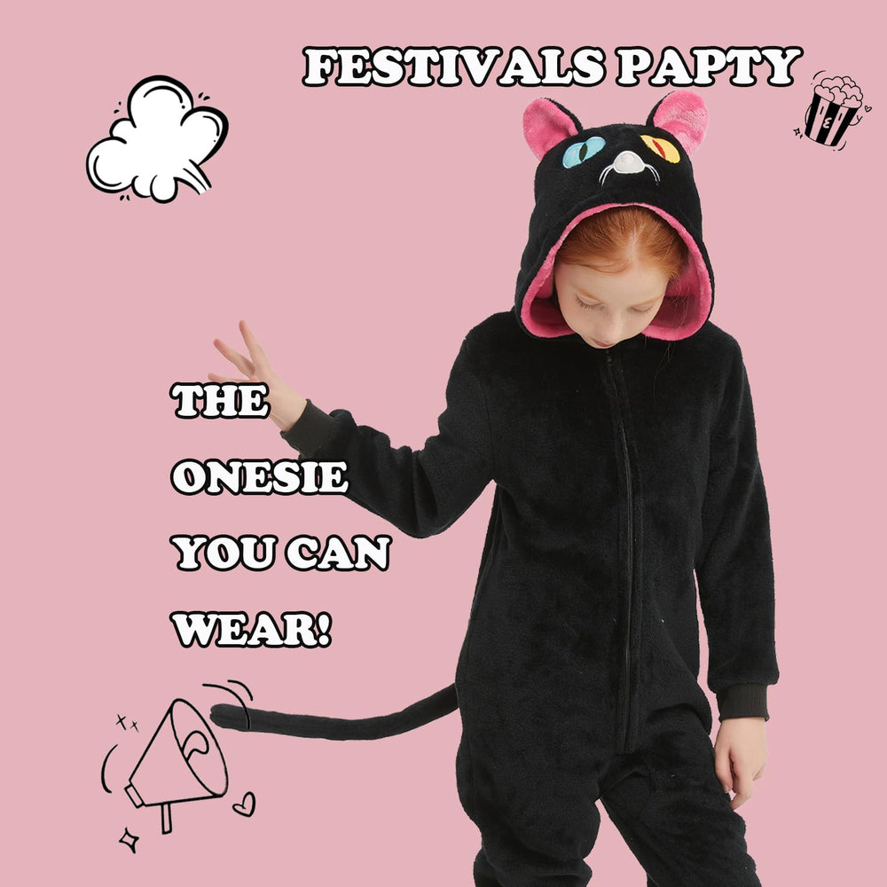 WEQJC kids flannel cat onesie Halloween-ready design for costumes