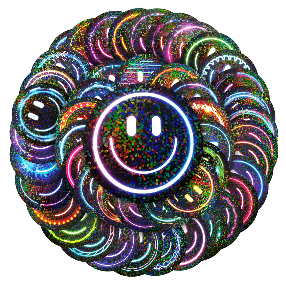 Wercokt smiling neon stickers pack adds vibrant color to personal belongings.