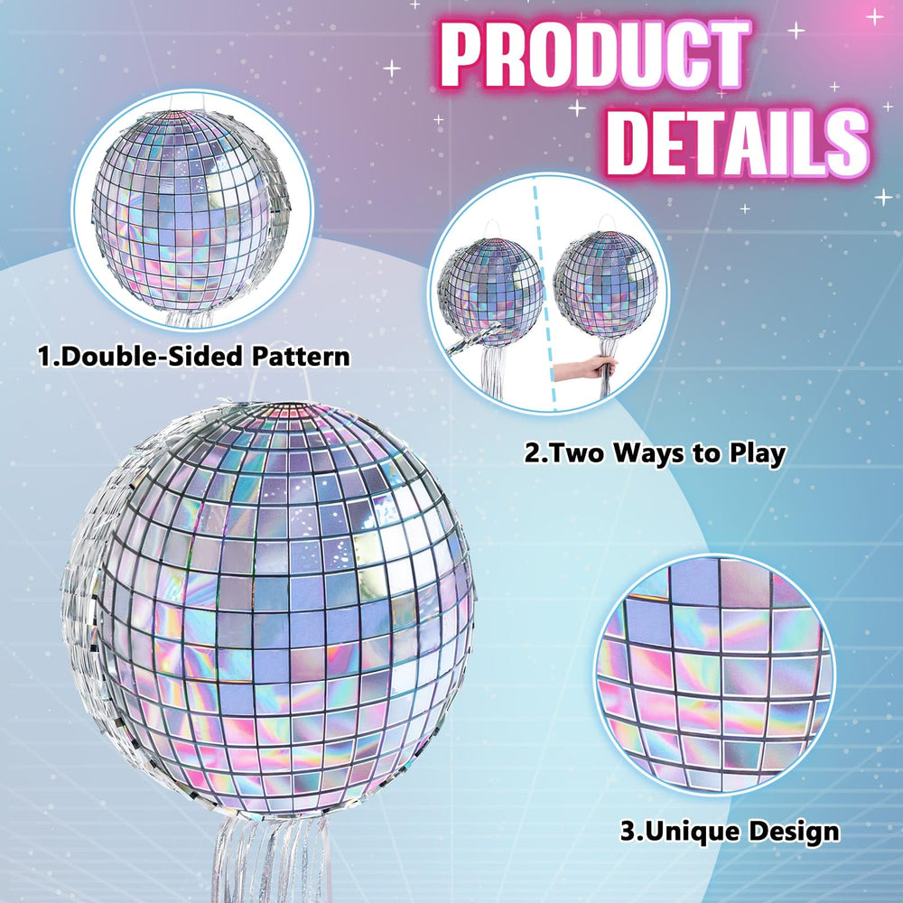 WERNNSAI Disco Ball Pinata with bat in use for playful party activity.