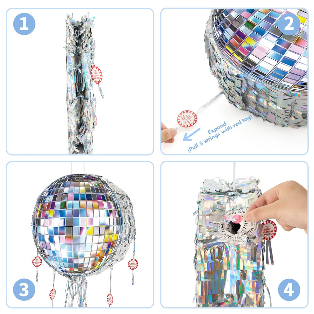 WERNNSAI disco ball pinata made from sturdy corrugated paper for durable play