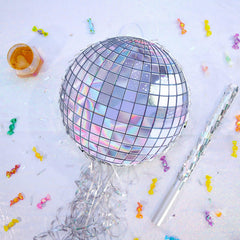 WERNNSAI Disco Ball Pinata drawstring open for easy treats release.