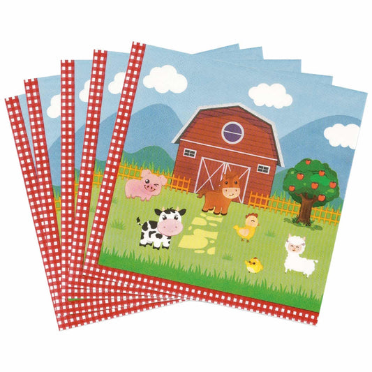 WERNNSAI farm birthday napkins with barnyard design for celebrations