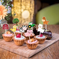 WERNNSAI farm cupcake toppers pig pattern for charming barnyard dessert decoration.