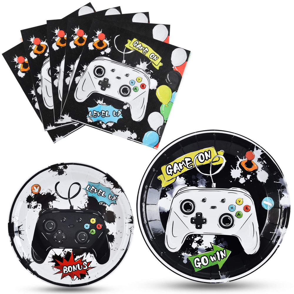 WERNNSAI game birthday plates 16x9in for sturdy serving during celebrations