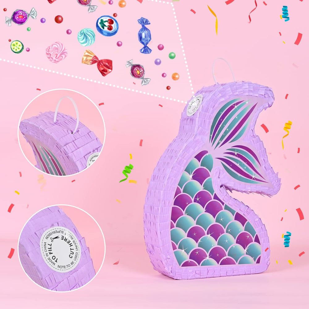WERNNSAI Mermaid Piñata features thick corrugated paper for durable play.