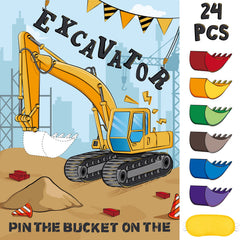 WERNNSAI Pin The Bucket Excavator poster for interactive party fun