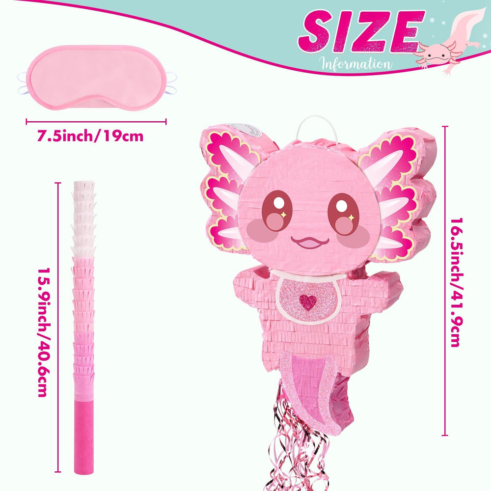 WERNNSAI pink axolotl pinata closed showcases durable corrugated paper.