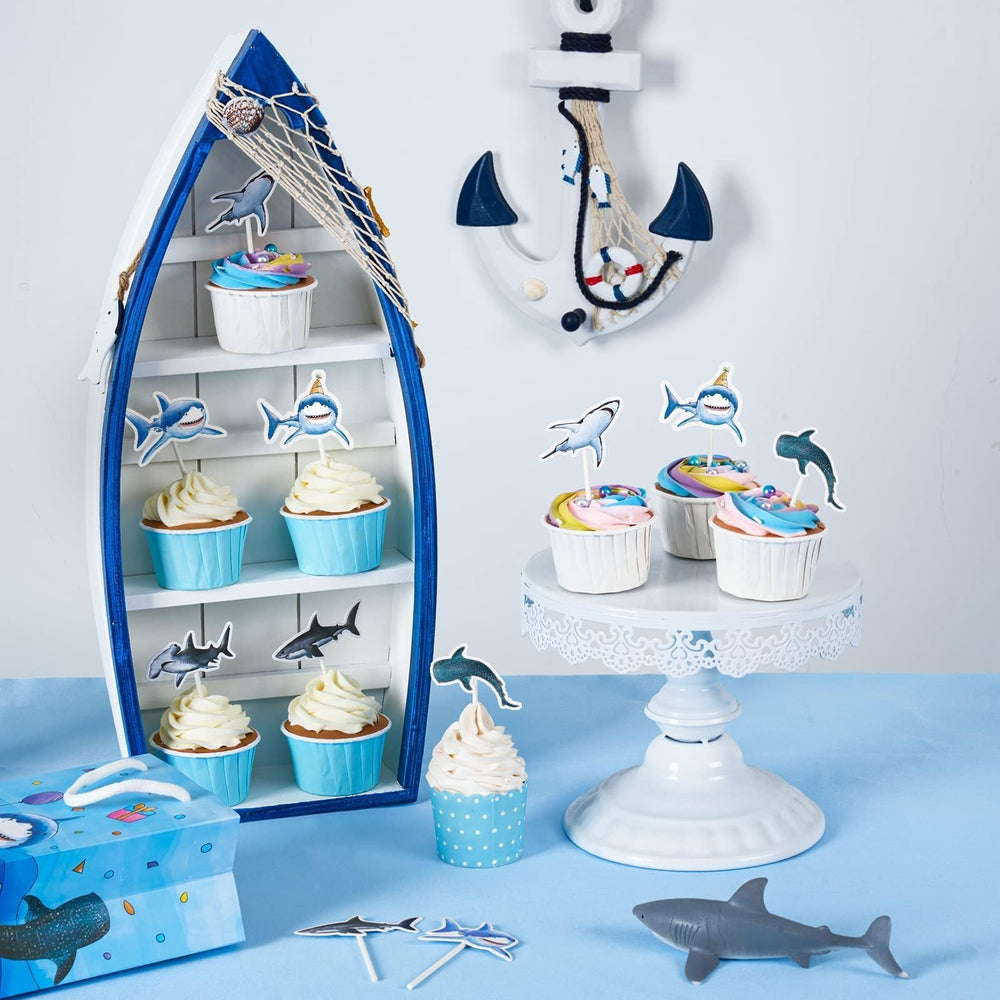 WERNNSAI shark cake toppers shape 5 brightens cookies and fruits
