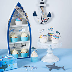 WERNNSAI shark cake toppers shape 5 brightens cookies and fruits
