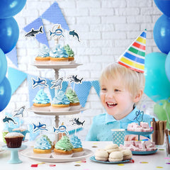 WERNNSAI shark cake toppers shape 6 sturdy and safe for kids' treats
