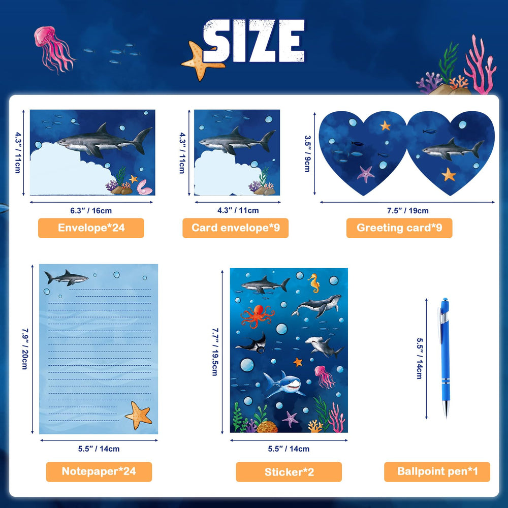 Shark-themed envelopes by WERNNSAI, perfect for party invitations and notes.