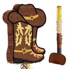 WERNNSAI Western Cowgirl Boot Piñata front view, rugged rodeo decor.