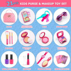 WESAYEE kid’s purse with sunglasses and pretend phone for role-play fun.