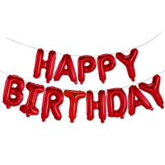 WESTGO Happy Birthday banner with red backdrop and gold letters for a standout party centerpiece.
