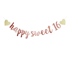 Westlili Happy Sweet 16 banner pink for vibrant party decor.