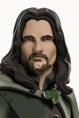Weta Workshop gray vinyl Aragorn with transparent base for display.