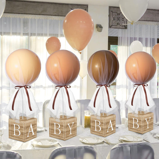 Wettarn brown bear tulle balloon set enhances baby shower decor