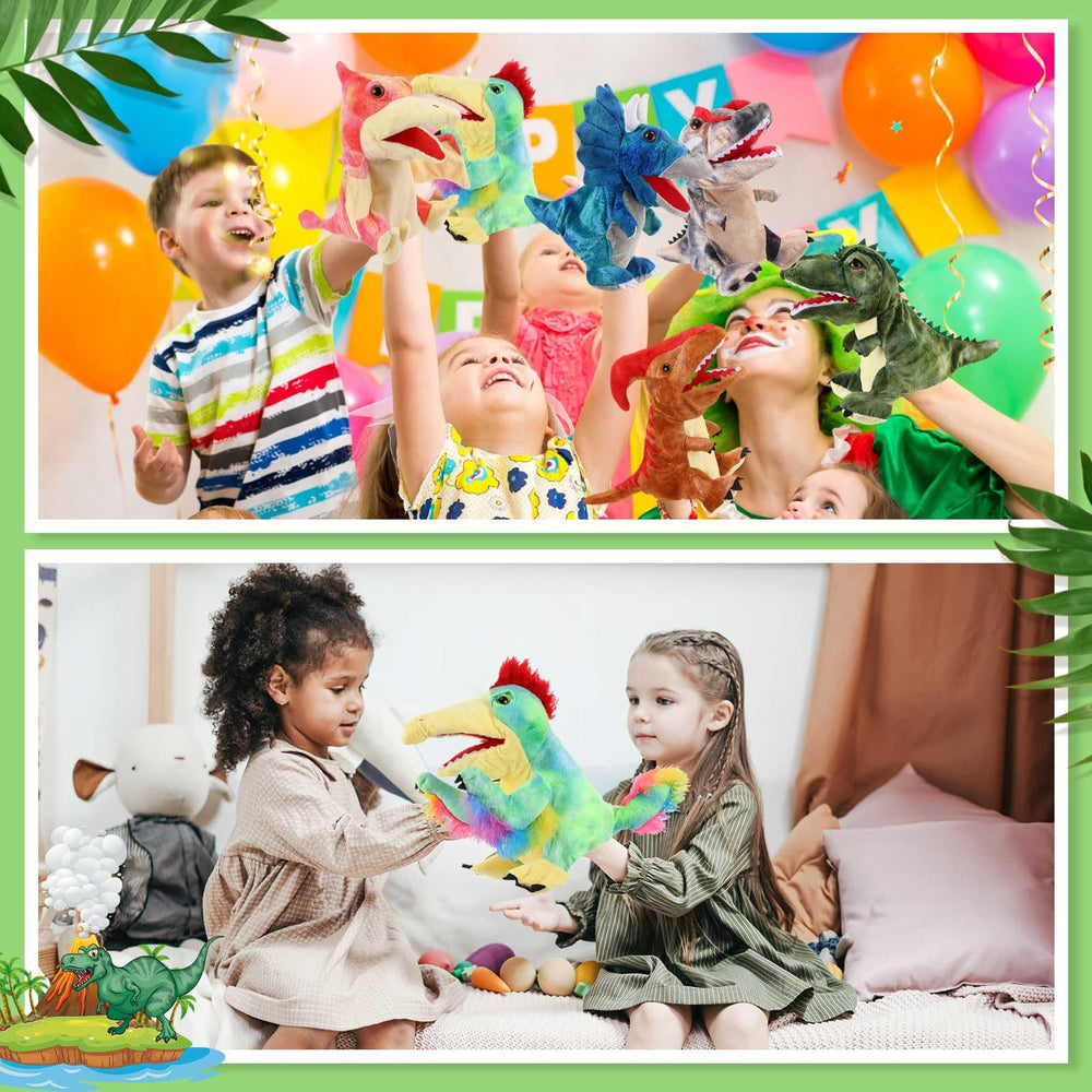 Wettarn dinosaur puppet for storytelling use during bedtime or classroom sessions