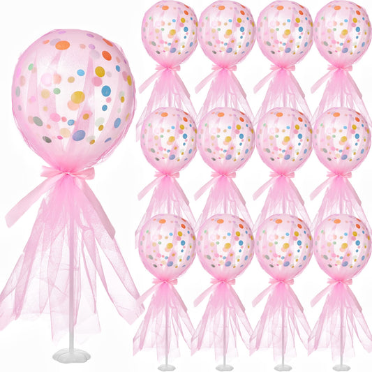 Wettarn pink polka dot balloonsβeye-catching centerpiece for baby showers.