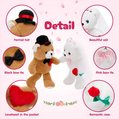 WEWILL bride bear with red rose, romantic detail for ceremony decor.