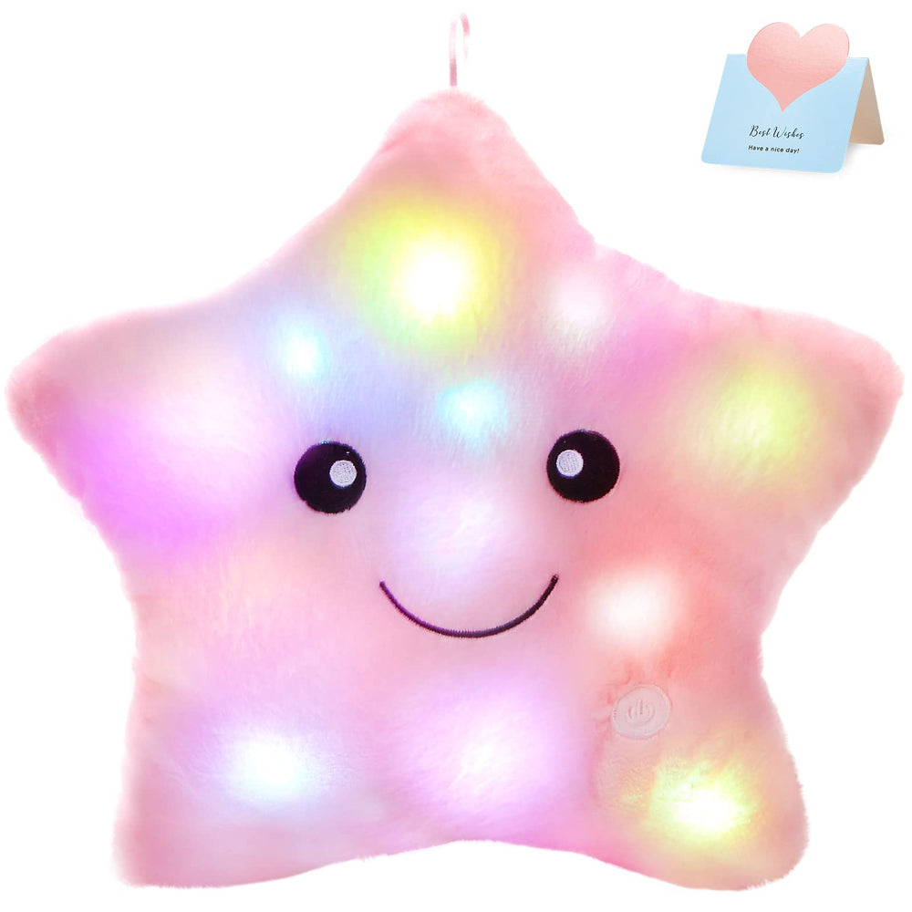 WEWILL Twinkle Star LED night light pillow glows softly for bedtime comfort.