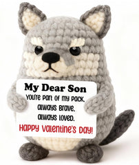 WEYON Valentine’s wolf plush mini desk decor offers a comforting desk companion.