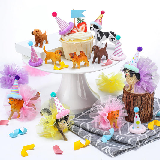 Weysat dog figurines decorate cupcakes for a pet-themed party.