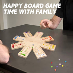 WGYKLRL wooden board game includes 16 dice for varied challenges