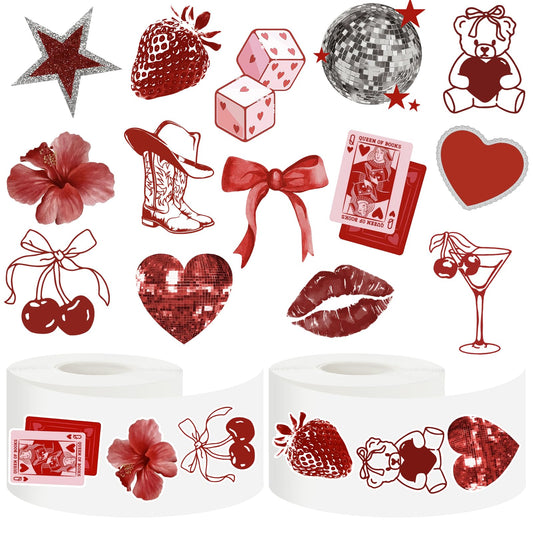 Whaline Valentine stickers with heart and cherry design for elegant party decor and crafts