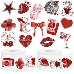Whaline Valentine stickers with heart and cherry design for elegant party decor and crafts