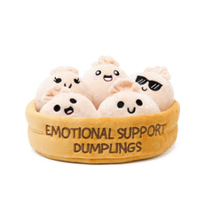 WHAT DO YOU MEME Emotional Support Dumplings set in carrying basket, ideal for gifts.