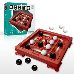 WHAT DO YOU MEME? Orbito board and center button demonstrate shifting gameplay for family fun.