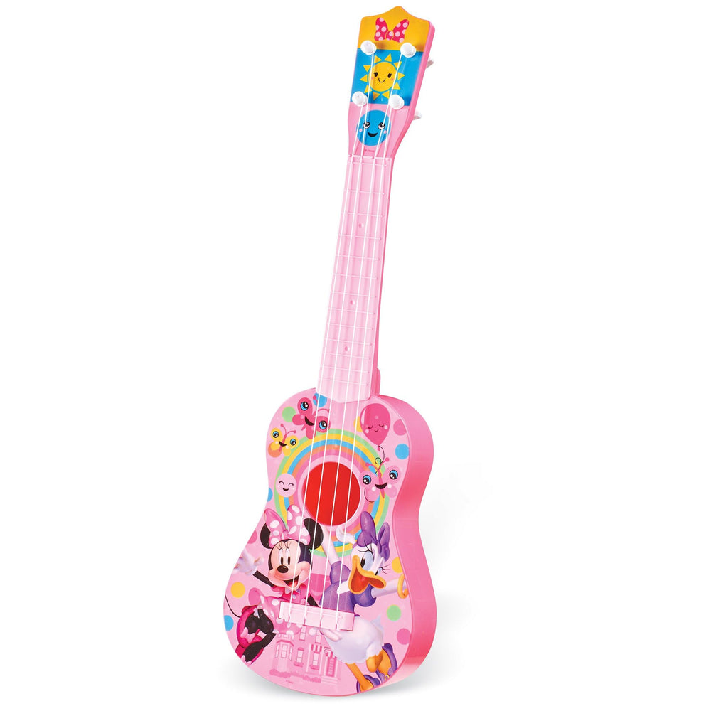 What Kids Want Disney Minnie Mouse kids guitar in pink, full 21.5-inch model for beginners.