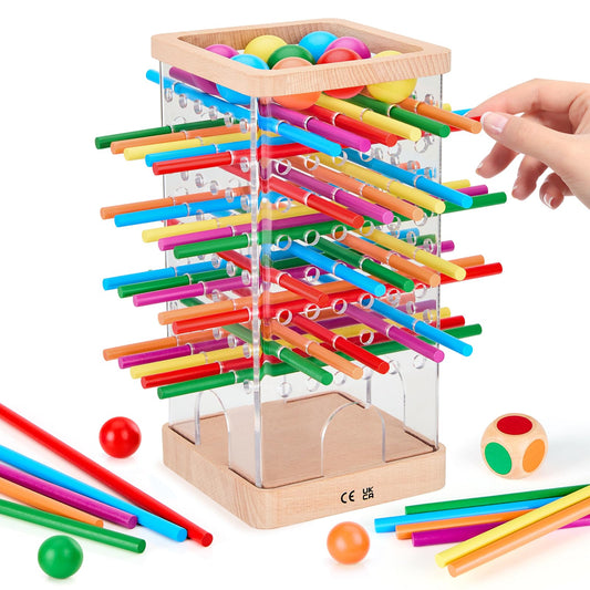 WhimsiPlay Montessori board game sticks and dice ready for learning through play