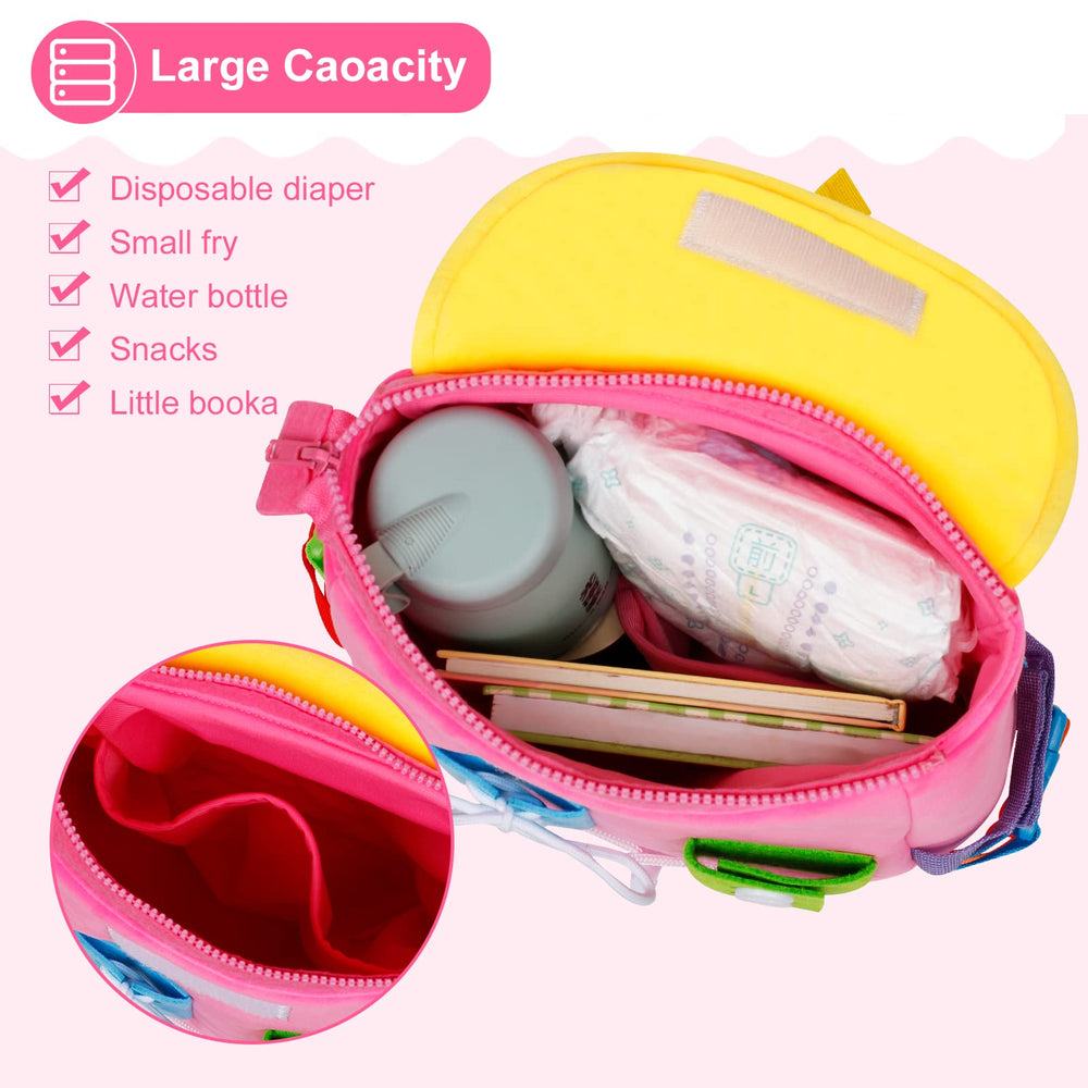 WHITE DOLPHIN TOYS Busy Board includes sensory toys for on-the-go play.