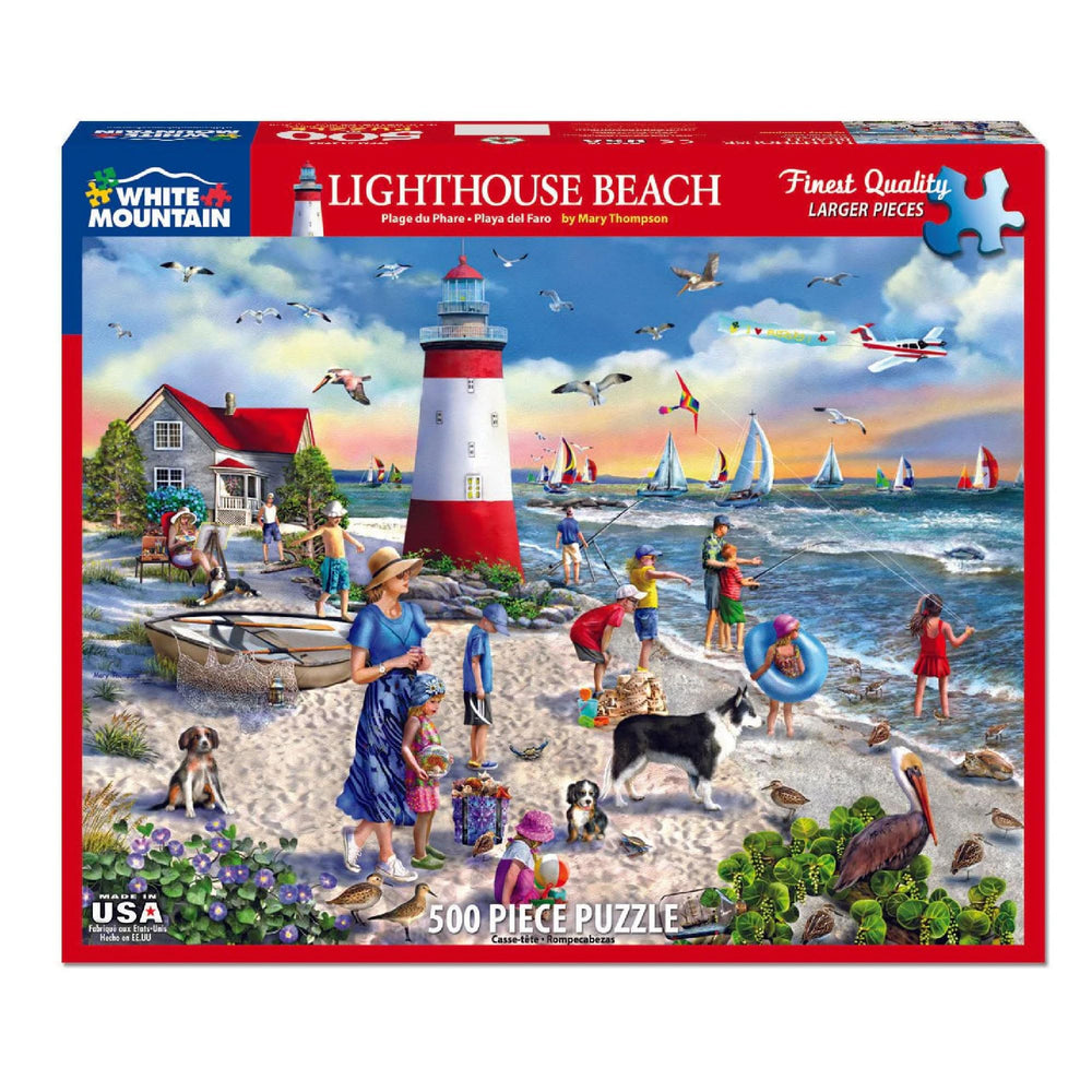 Close-up of large interlocking pieces from White Mountain Lighthouse Beach puzzle