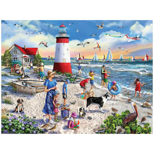 White Mountain Lighthouse Beach puzzle cover with coastal scene for immersive assembly