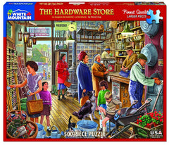 White Mountain Puzzles The Hardware Store tools and shelves detail sparks exploration.