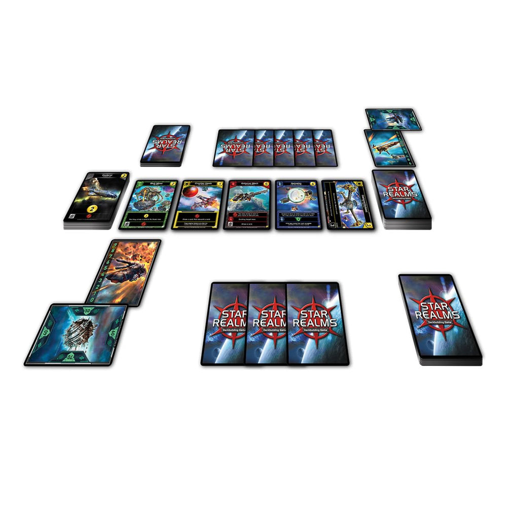 White Wizard Games Star Realms base card highlights strategic defenses and scoring options