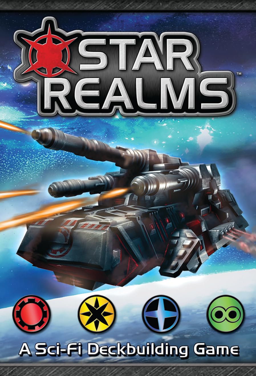 White Wizard Games Star Realms battle setup emphasizes two-player skirmishes