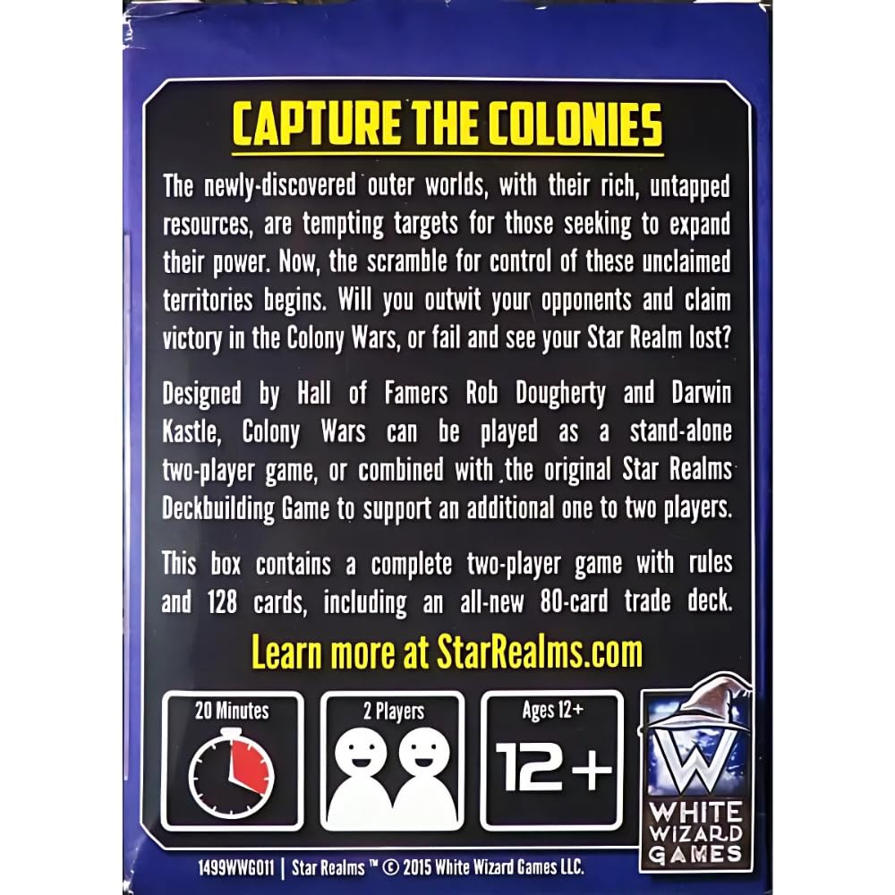 White Wizard Games Star Realms Colony Wars factions on card art offer diverse strategies.
