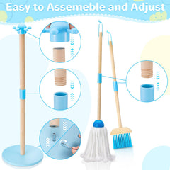 WHOHOLL 9 Pcs wooden cleaning set with dustpan, develops tidy-up routines