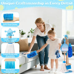 WHOHOLL 9 Pcs wooden cleaning set with sponge, supports hands-on learning