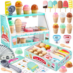 WHOHOLL wooden ice cream counter stand sparks imaginative pretend play