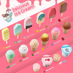 WHOHOLL wooden ice cream scoops help precise portioning during play.