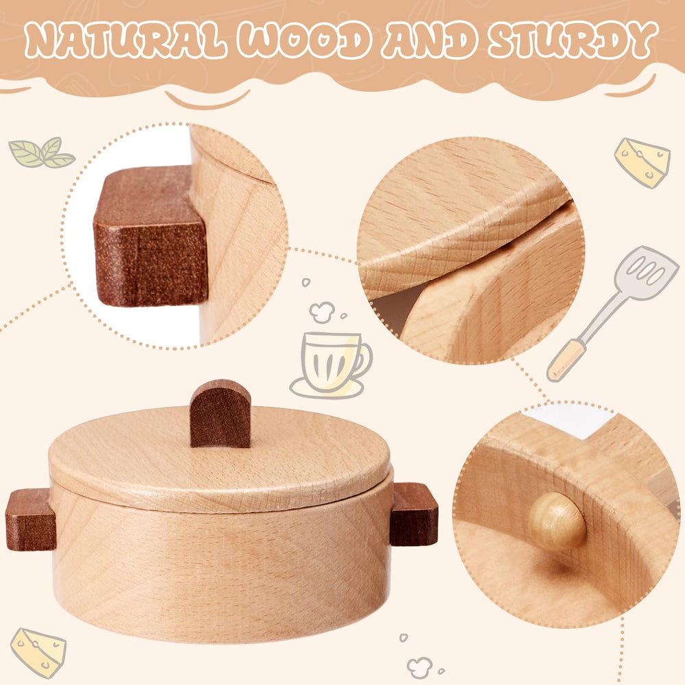 WHOHOLL wooden salt and pepper shakers deliver gentle shaking sound during play.